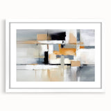 Framed abstract wall art featuring dynamic strokes and lines in soft pastel colors, enhanced by a white mat for a modern aesthetic.