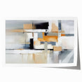 Abstract wall art print showcasing vibrant strokes and lines in blue, orange, and yellow hues, perfect for modern home decor and stylish interiors.