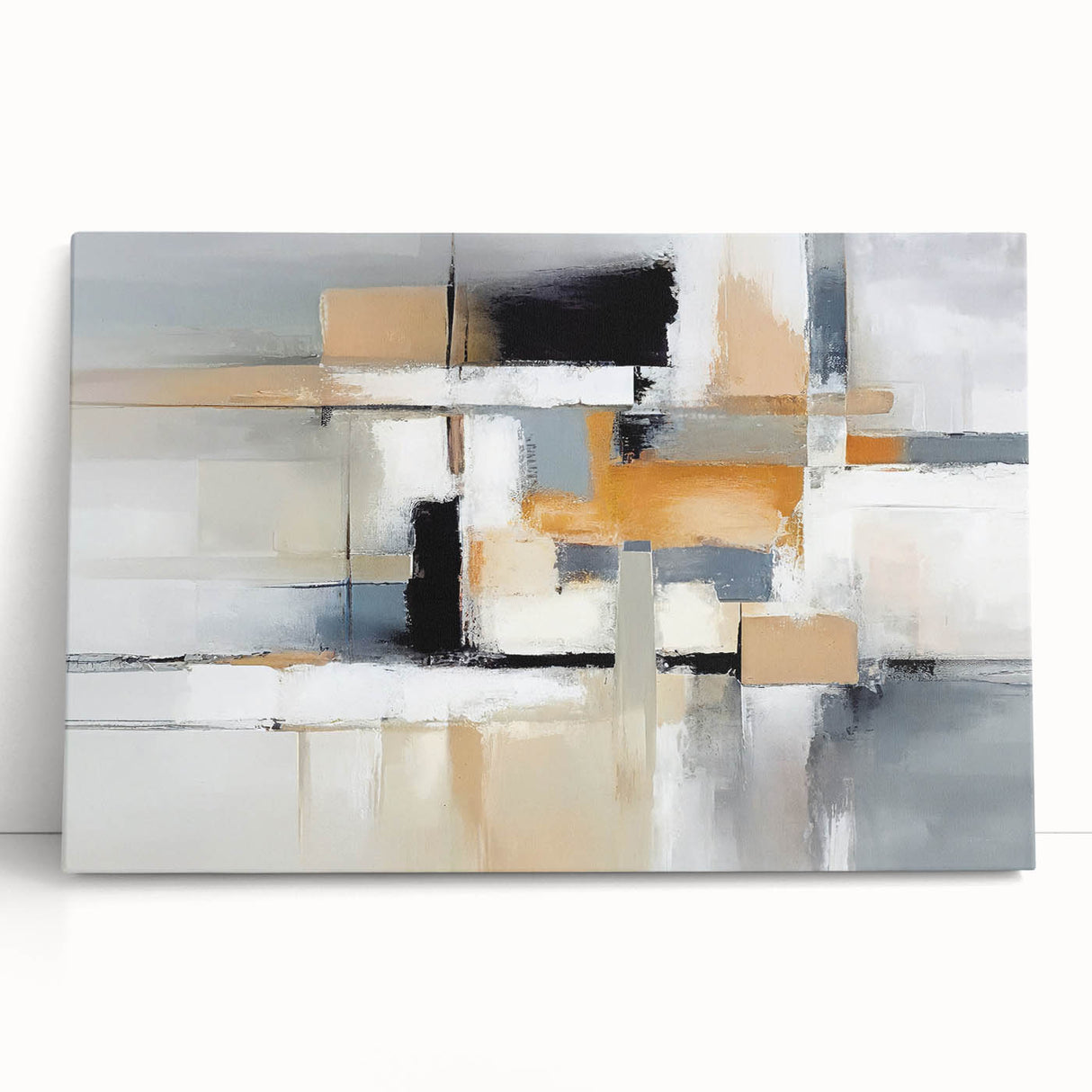 Colorful abstract strokes and lines in vibrant hues create a modern wall art piece on stretched canvas, ideal for contemporary decor.