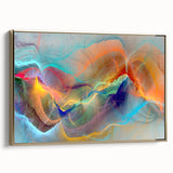 Framed abstract wall art with gold and black strokes, showcasing modern design elements and elegant lines, perfect for contemporary decor.