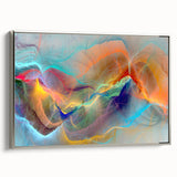 Framed abstract wall art showcasing dynamic strokes and lines in silver and gray hues, adding modern elegance to any room decor.