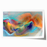 Abstract wall art print showcasing a dynamic composition of colorful strokes and lines, perfect for modern home decor and artistic spaces.