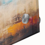 Abstract wall art design featuring colorful strokes and lines on acrylic glass, showcasing a vibrant blend of hues for modern decor.