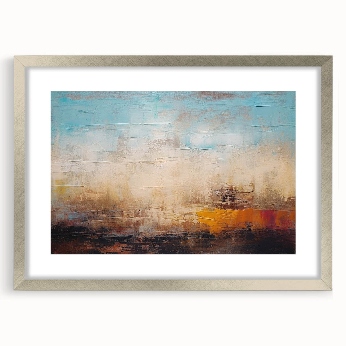 Framed abstract wall art showcasing dynamic strokes and lines in elegant silver tones, perfect for modern home decor and artistic interiors.