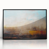 Framed abstract wall art showcasing vibrant strokes and lines in bold colors, set against a sleek black frame, perfect for modern decor.