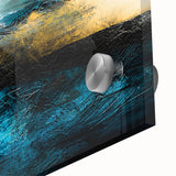 Close-up of abstract wall art showcasing vibrant strokes and lines in bold colors, perfect for modern home decor and artistic expression.