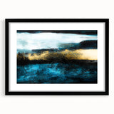 Framed abstract wall art featuring dynamic strokes and lines in a modern design, with a sleek black frame and mat, ideal for contemporary decor.