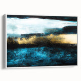 Framed canvas art showcasing abstract strokes and lines in soft pastel colors, elegantly displayed with a white frame for a modern decor accent.