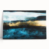 Abstract canvas wall art featuring colorful strokes and lines in vibrant hues of blue, yellow, and red, perfect for modern home decor.