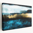 Stretched canvas wall art showcasing an abstract design with colorful strokes and lines, ideal for modern decor and vibrant interiors.