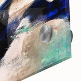 Abstract wall art design showcasing vibrant strokes and lines in a variety of colors, printed on acrylic glass for modern decor.