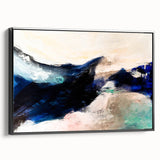 Framed abstract wall art showcasing dynamic strokes and lines in black and white, adding modern elegance to any room decor.