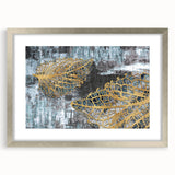 Abstract wall art featuring dynamic strokes and lines in a modern design, framed with a silver matte finish, perfect for contemporary home decor.