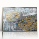 Framed wall art collection showcasing an abstract design with silver strokes and lines, set against a modern backdrop, ideal for contemporary home decor.