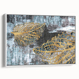 Framed canvas wall art showcasing an abstract design of colorful strokes and lines on a white background, ideal for modern home decor.