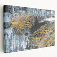 Abstract canvas wall art showcasing a vibrant array of strokes and lines in shades of blue, orange, and yellow, designed for modern home decor. Ideal for adding a contemporary touch to living spaces.