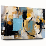 Abstract wall art print showcasing dynamic strokes and lines in vibrant colors, displayed in an acrylic glass frame for a modern touch.