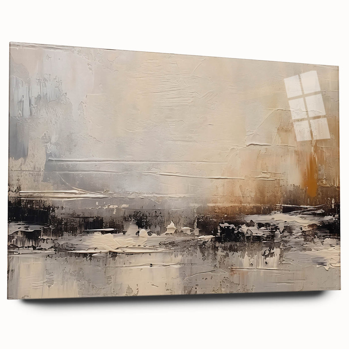 Abstract wall art design featuring colorful strokes and lines on acrylic glass, showcasing a modern aesthetic suitable for contemporary decor.