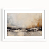 Framed abstract wall art featuring colorful strokes and lines in a modern design, set against a white mat and frame for a sleek look.