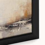 Close-up of an abstract wall art piece featuring dynamic strokes and lines in a vibrant color palette, beautifully framed for modern decor.