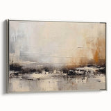 Framed abstract wall art featuring dynamic strokes and lines in silver tones, showcasing modern design elements perfect for contemporary decor.