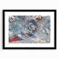 Framed abstract wall art featuring colorful strokes and lines in a black frame, ideal for modern decor and artistic interior styling.