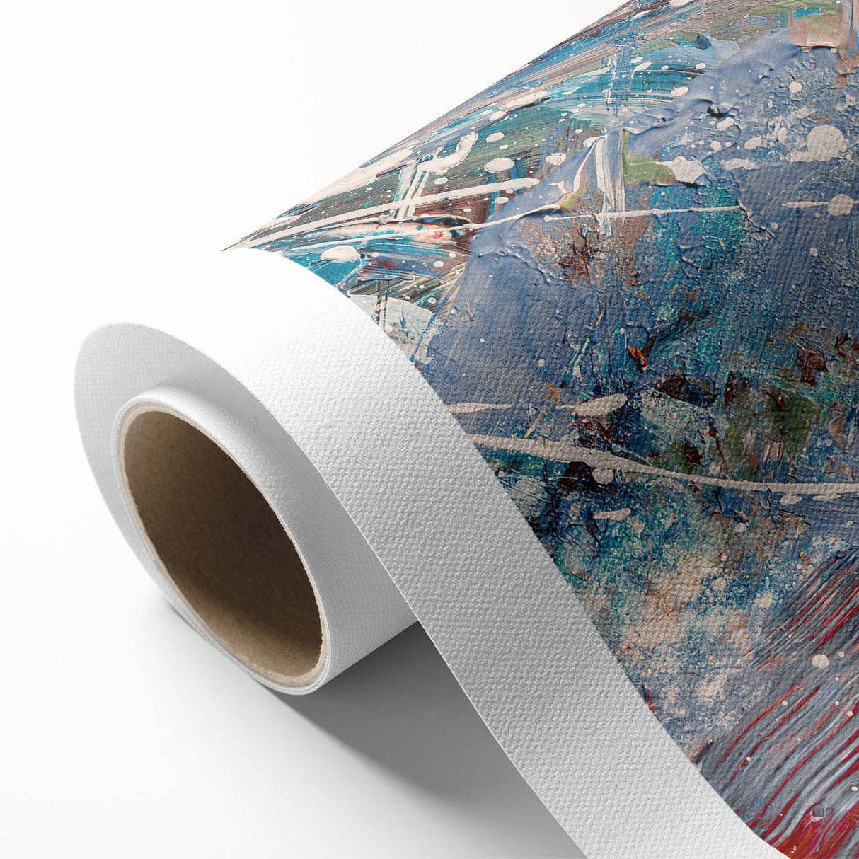 Abstract wall art featuring vibrant strokes and lines on rolled canvas, showcasing a modern design perfect for contemporary decor.