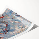 Abstract wall art print showcasing vibrant strokes and lines in a modern design, ideal for contemporary decor, rolled and ready for framing.