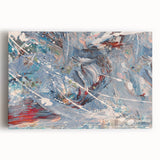 Abstract strokes and lines design on stretched canvas, showcasing vibrant colors and dynamic patterns, perfect for modern home decor.