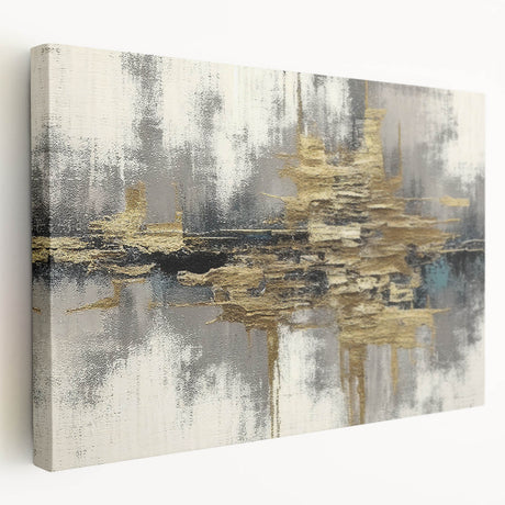 Abstract wall art canvas showcasing vibrant strokes and lines in bold colors, elegantly stretched for a modern home decor accent.