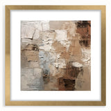 Framed abstract wall art featuring dynamic strokes and lines in gold and white, perfect for modern home decor, adding elegance to any room.