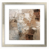 Framed abstract wall art featuring dynamic strokes and lines in silver and white, ideal for modern decor, enhancing any living space.