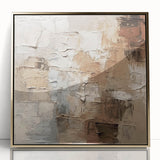 Framed abstract wall art featuring golden strokes and lines on a textured surface, adding elegance and modernity to home decor.