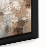 Close-up of an abstract strokes and lines design in vibrant colors on a framed canvas, showcasing intricate textures for modern wall art decor.