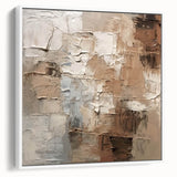 Framed abstract wall art featuring colorful strokes and lines on canvas, presented in a white frame, ideal for modern decor.