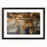 Framed wall art showcasing an abstract design of vivid strokes and lines in a modern color palette, perfect for contemporary home decor.