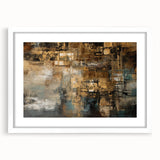 Abstract strokes and lines design wall art in a white frame with mat, showcasing modern artistic elements for contemporary decor.