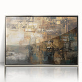 Framed abstract wall art featuring dynamic strokes and lines in silver and gray tones, perfect for modern home decor and artistic ambiance.