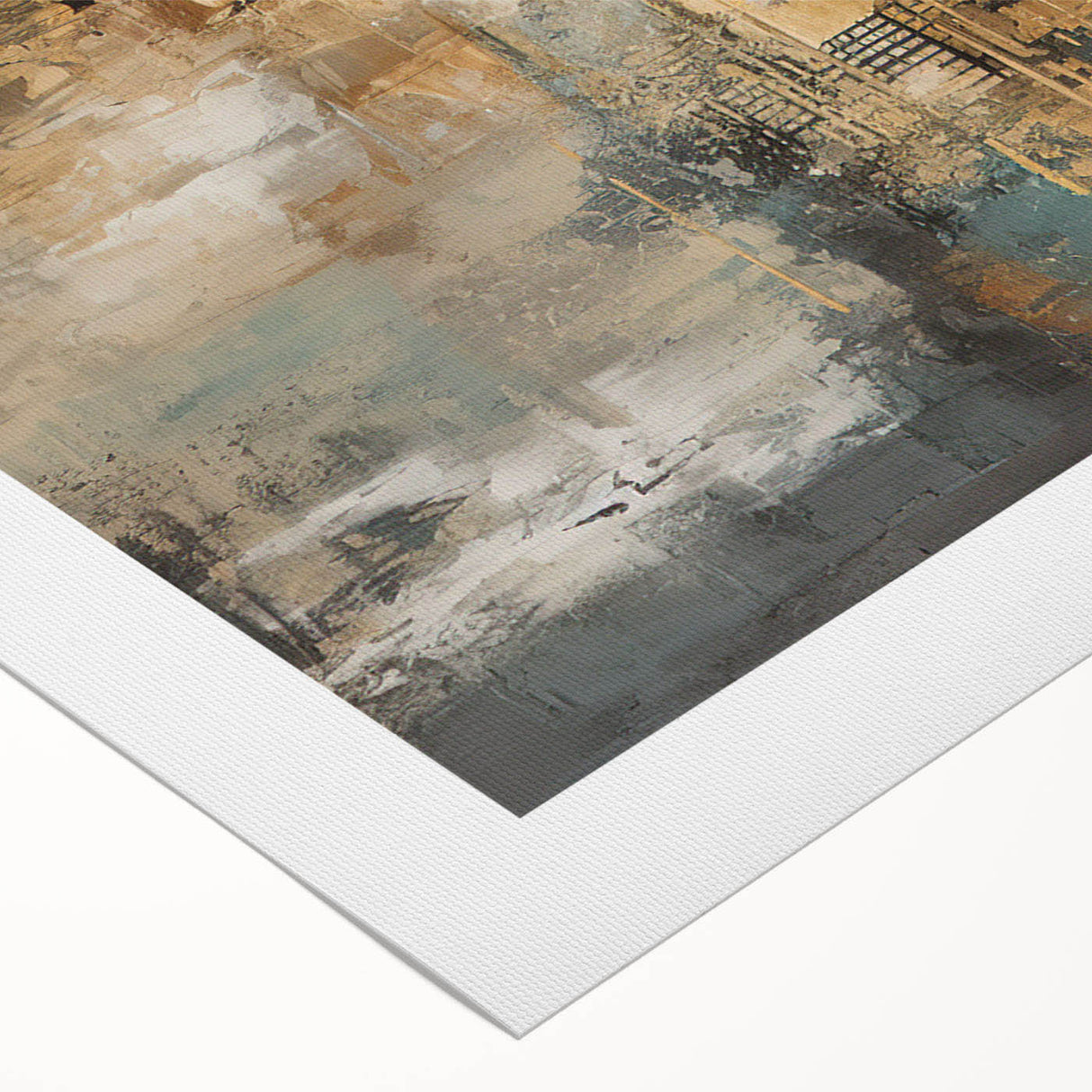 Colorful abstract strokes and lines in a modern design on rolled canvas, perfect for contemporary home decor and art enthusiasts.