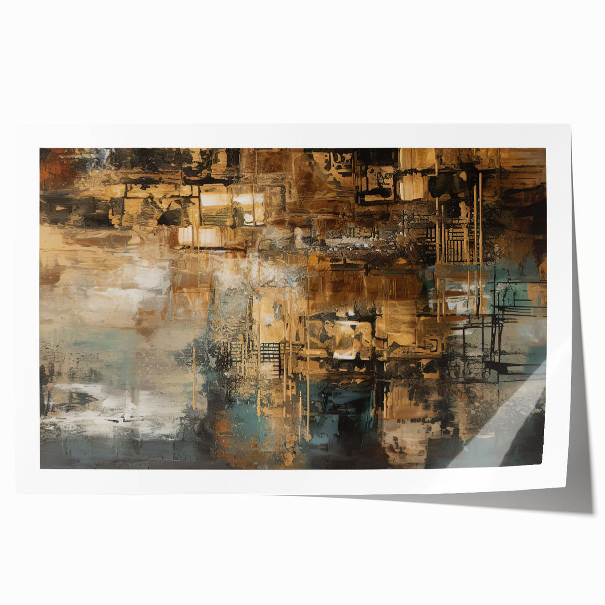 Abstract wall art print showcasing vibrant, colorful strokes and lines on a textured canvas, perfect for modern home decor and framing.