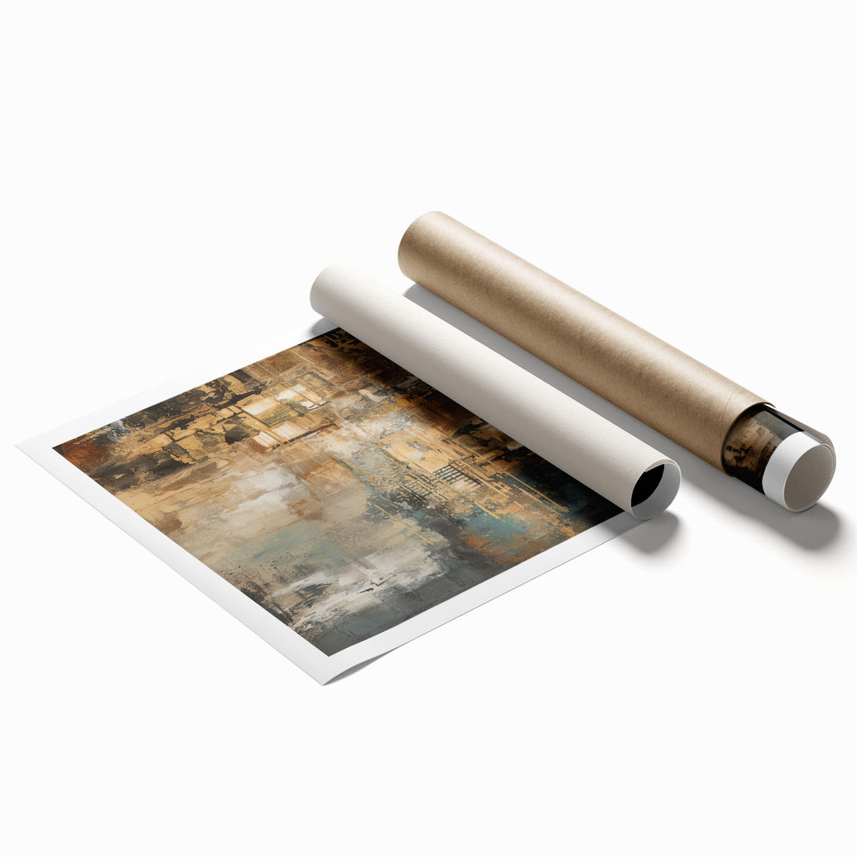 Abstract wall art print showcasing vibrant strokes and lines in a harmonious blend of colors, designed for modern decor and artistic expression.