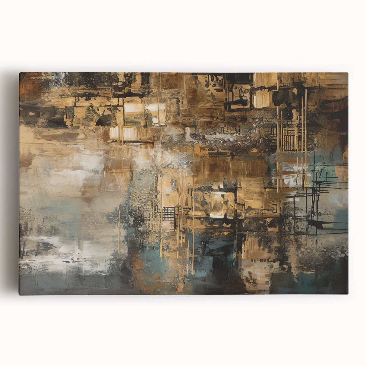 Colorful abstract strokes and lines create a modern canvas wall art piece, perfect for contemporary home decor, showcasing vibrant hues and dynamic patterns.