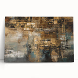 Abstract canvas wall art showcasing dynamic strokes and lines in a vibrant color palette of blues, pinks, and golds, ideal for modern decor.