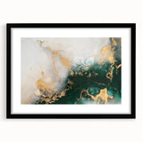 Abstract wall art print showcasing vibrant strokes and lines in a modern design, framed with a sleek black mat for contemporary decor.