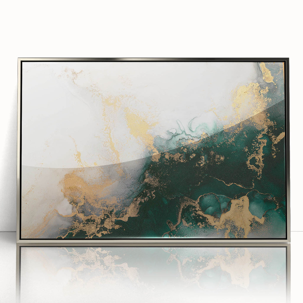 Framed abstract wall art showcasing dynamic strokes and lines in silver and gray tones, perfect for modern decor and enhancing any room's aesthetic.