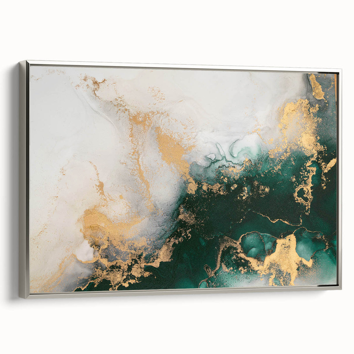 Framed abstract wall art showcasing colorful strokes and lines in a modern silver frame, perfect for contemporary home decor.