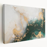 Abstract canvas wall art showcasing vibrant strokes and lines in shades of blue, green, and orange, elegantly stretched for display.