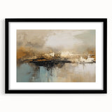 Abstract wall art featuring dynamic strokes and lines in a modern design, framed in black with a white mat, ideal for contemporary decor.