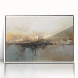 Framed wall art featuring abstract strokes and lines in soft pastel hues, showcasing a modern design perfect for contemporary decor.