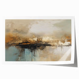 Abstract wall art print showcasing vibrant strokes and lines in shades of blue, orange, and yellow, perfect for modern decor.